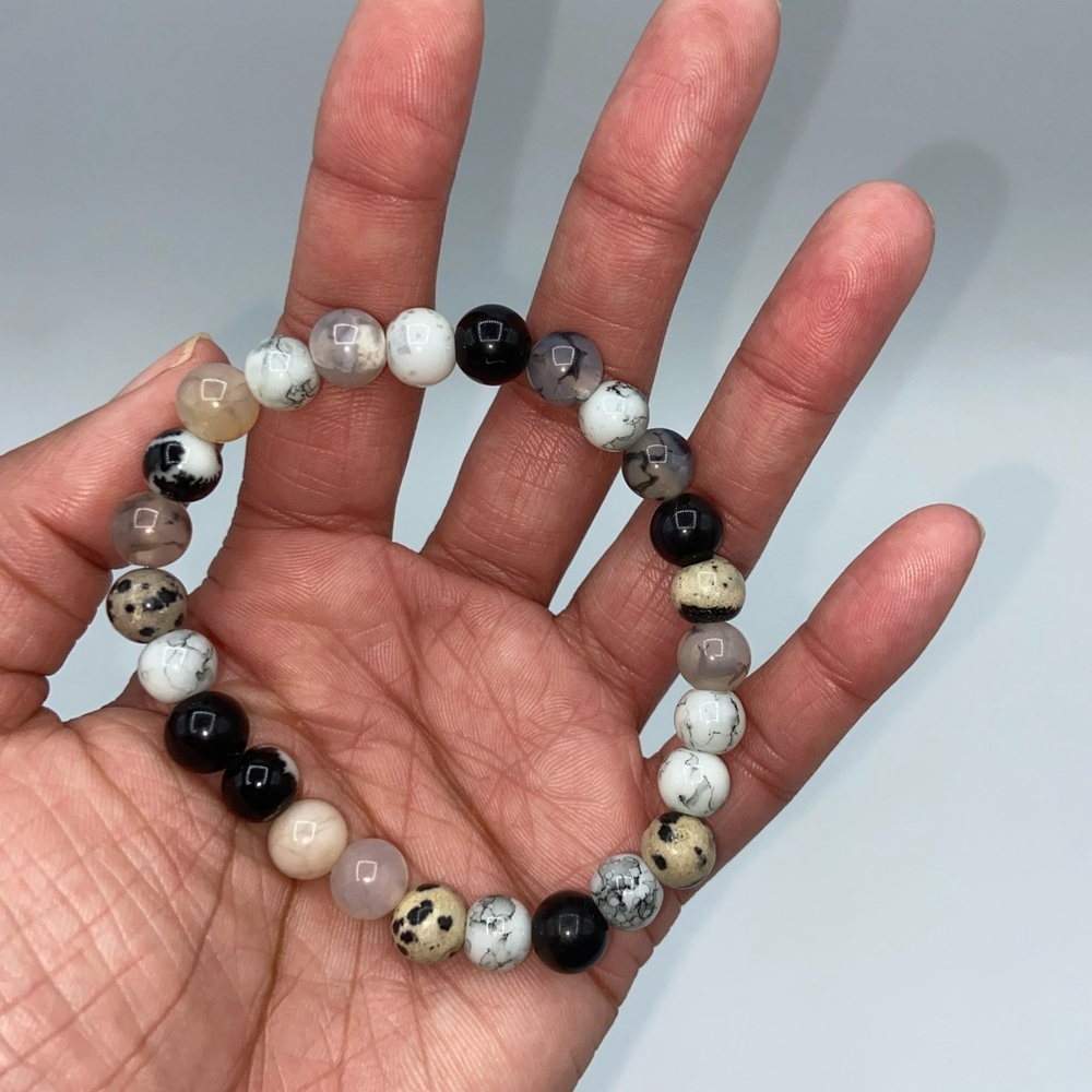 Men’s Energy Stones Glass Stretch Bead Bracelet